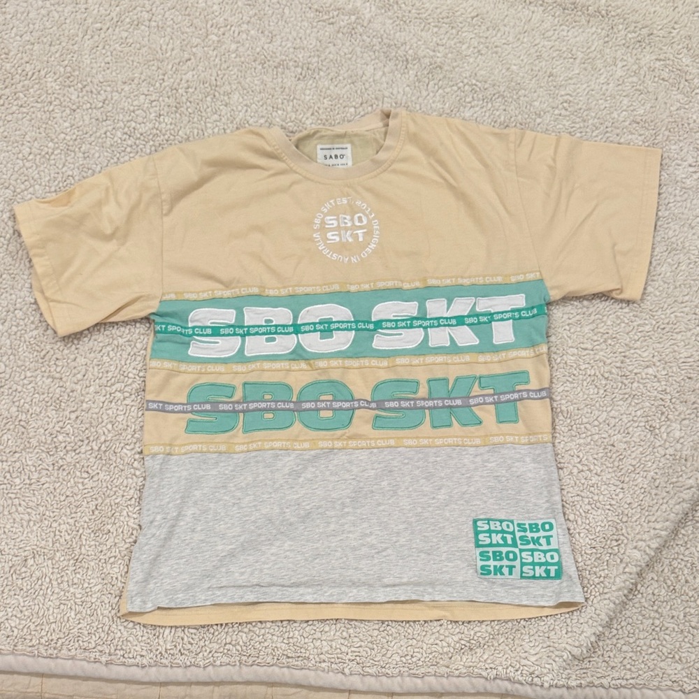 SBO SKT Beige and Gray Women's Short Sleeve Tee